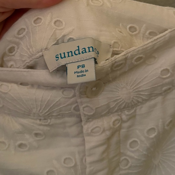 Sundance Cotton White Wide-leg Eyelet Trousers Women’s P8 Preppy Coastal - Picture 4 of 6